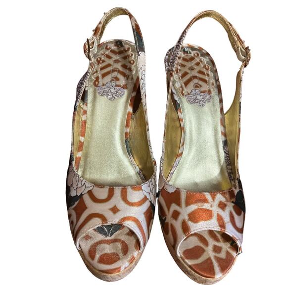 Aldo open toed espadrille sling back floral print heels size 6 - Picture 2 of 10